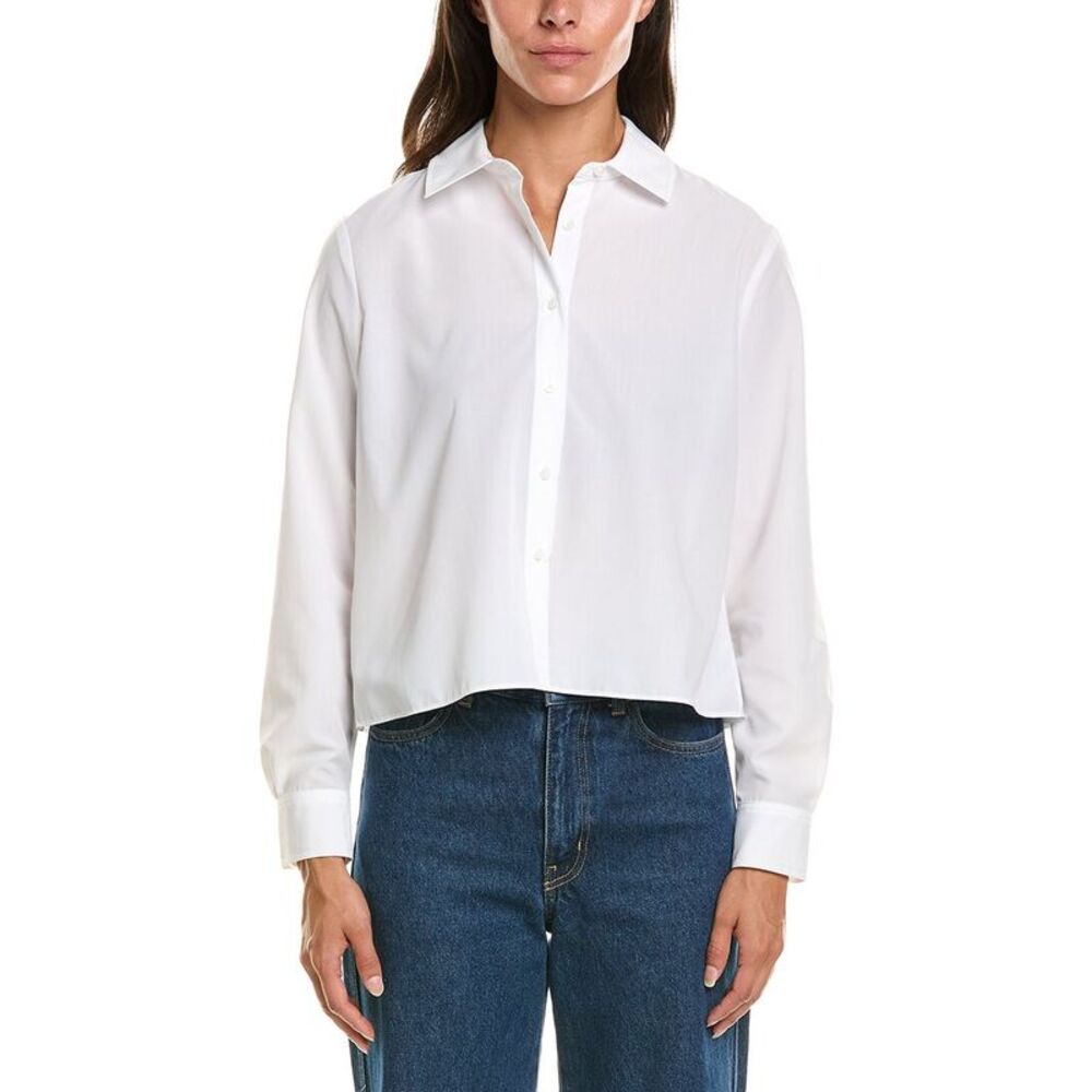 Brooks Brothers Womens  Cropped Back Pleat Top, White